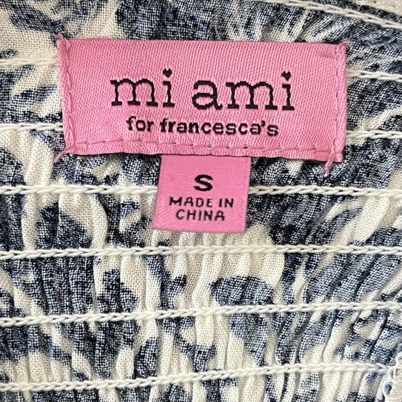 Miami of Francesca’s Square Neck Midi Dress Small Blue Front Slit Quiet Luxury - Picture 2 of 13